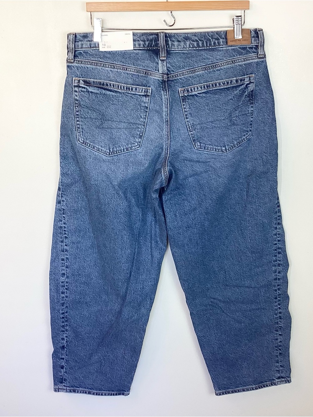 NWT American Eagle Mid-Rise Stretch Barrel Jeans - Blue - 10 - Picture 4 of 9